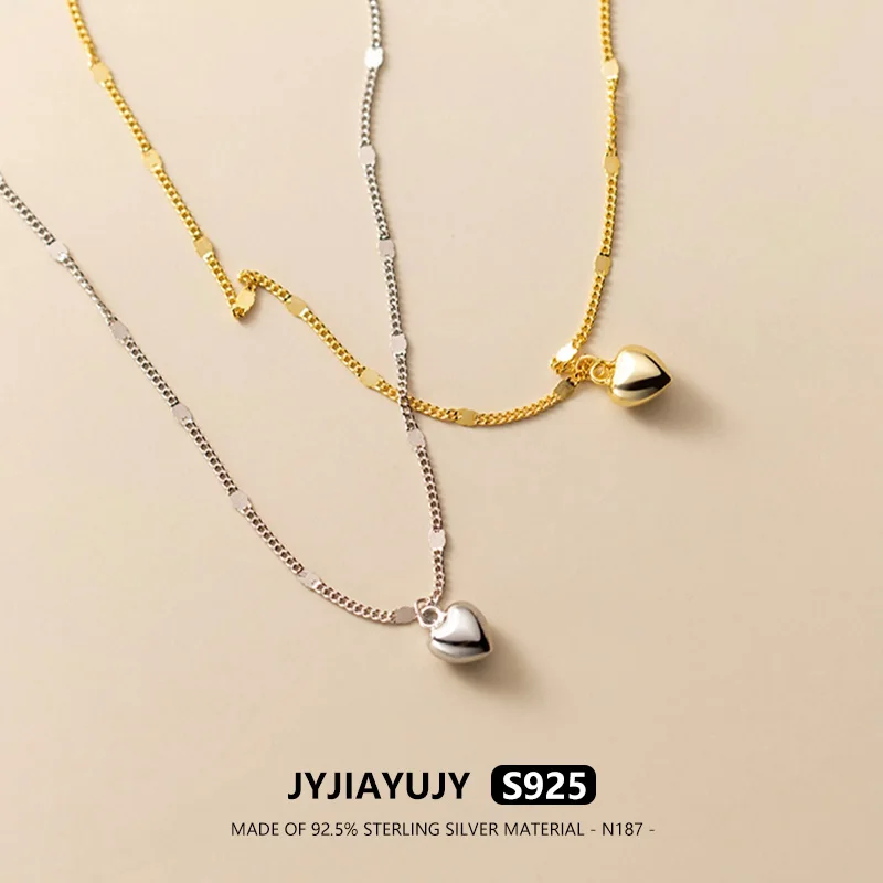 

JYJIAYUJY 100% Whole Original Sterling Silver S925 Necklace In Stock 8MM Heart Style Fashion Jewelry Gift Daily Use N187