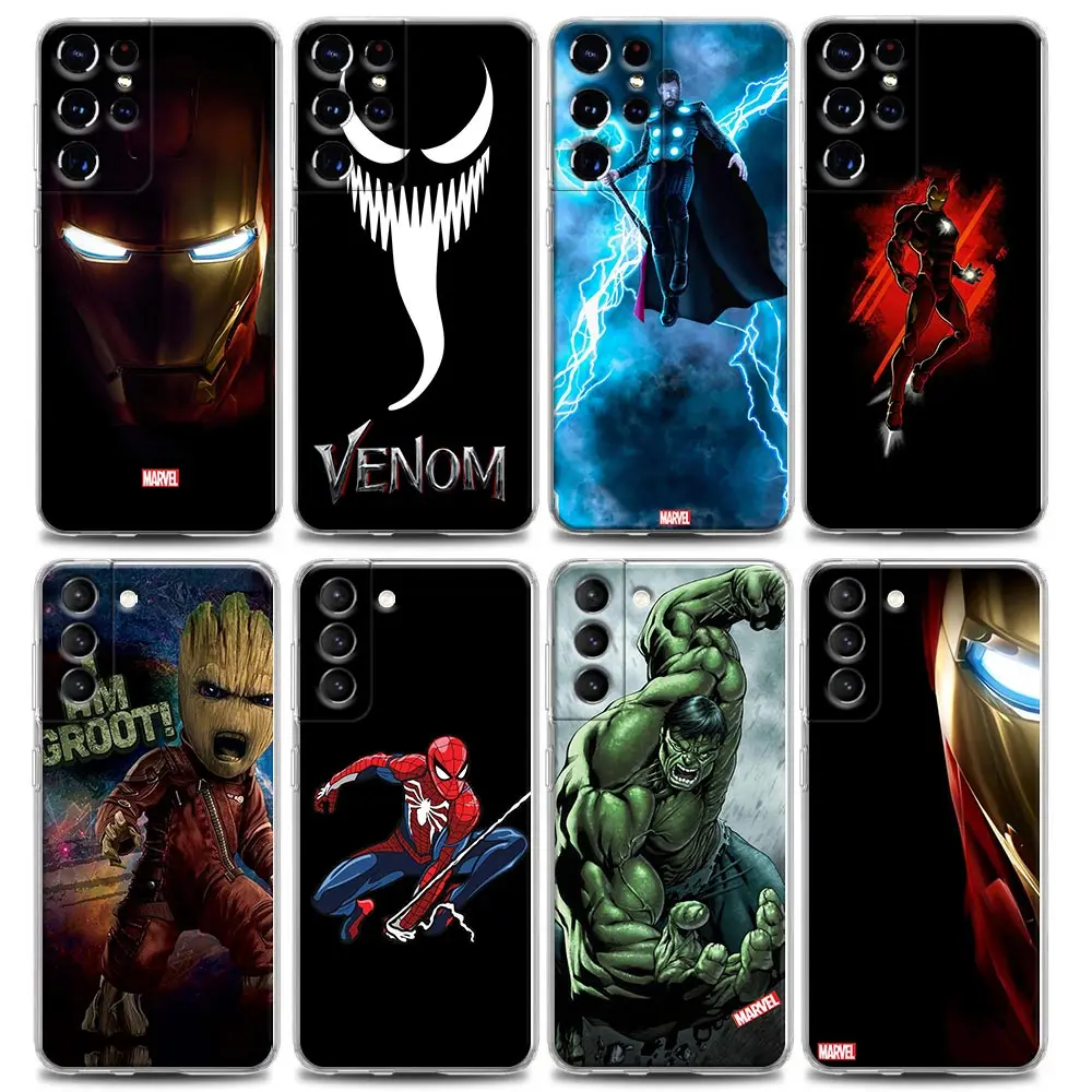 

Clear Phone Case for Samsung S9 S10 4G S10e S20 S21 Plus Ultra FE 5G M51 M31 M21 Case Soft Silicone Marvel Avengers Heros