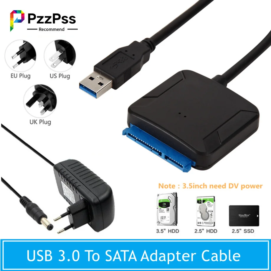 

PzzPss USB 3.0 To SATA 3 Cable Sata To USB Adapter Convert Cables Support 2.5/3.5 Inch External SSD HDD Adapter Hard Drive