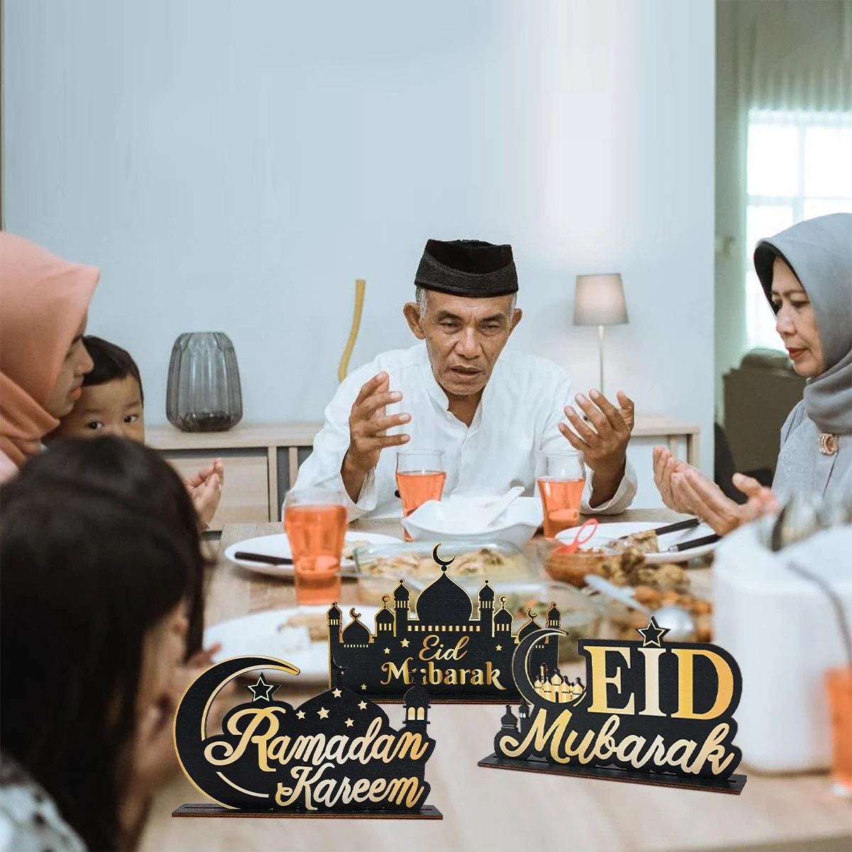 Eid Mubarak деревянные украшения для дома 2024 Рамадан кареем исламское мусульманское