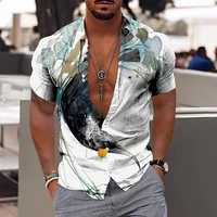 2022 hawaiian animal shirts for men 3d print short sleeve luxury shirt beach v neck oversized tops tee shirt homme 5xl clothing