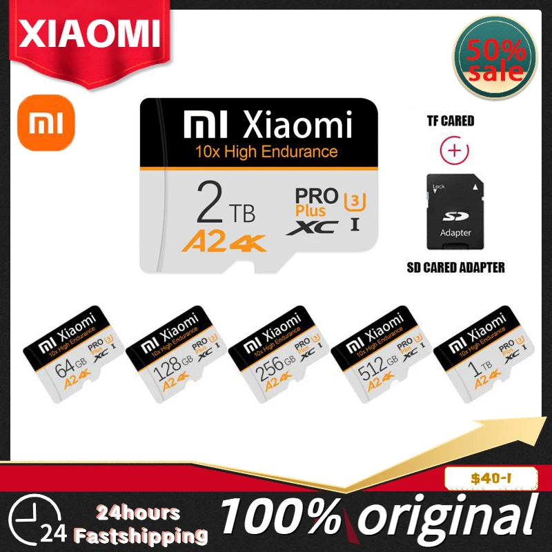 

original XIAOMI Micro TF SD Card 512GB 256GB 128GB 64GB Memory Card Flash Class 10 1TB 2TB 512GB Mini SD TF Card With Adapter