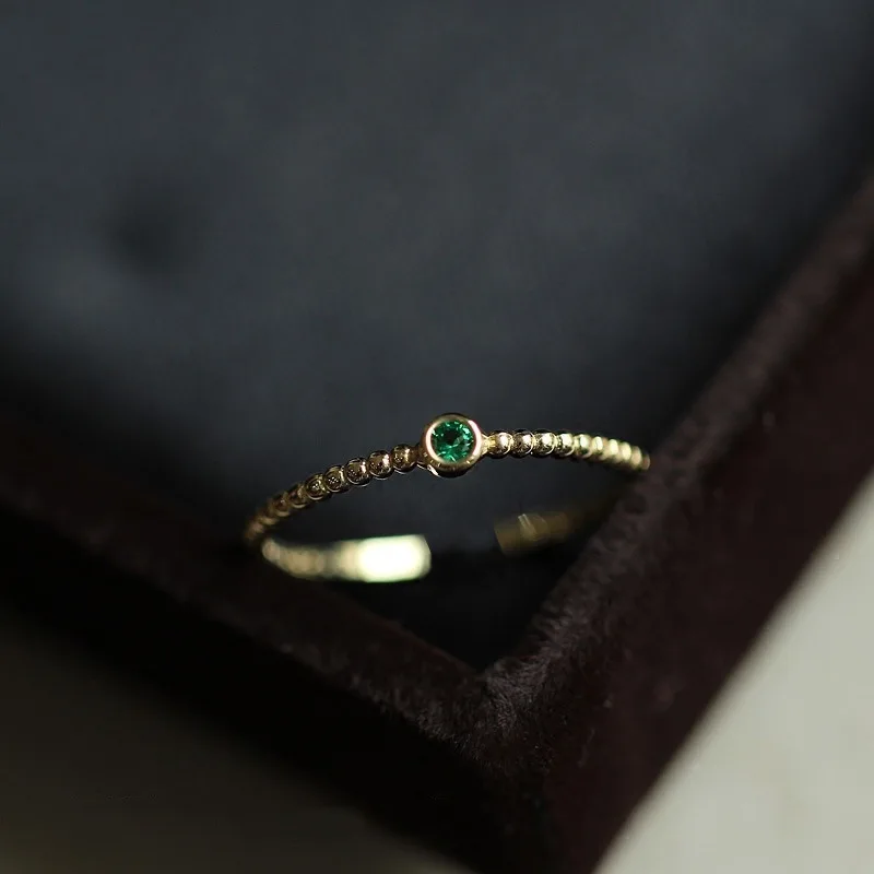 

Mini Cute Green 5A Zircon Rings Korean 925 Sterling Silver 14K Gold Plated Finger Ring Women Luxury Jewelry