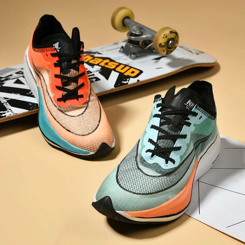 Ultralight Carbon Plate Men Running Shoes Women Mesh Breathalbe Cushioning Athletic Sports Jogging Shoes male Training Sneakers