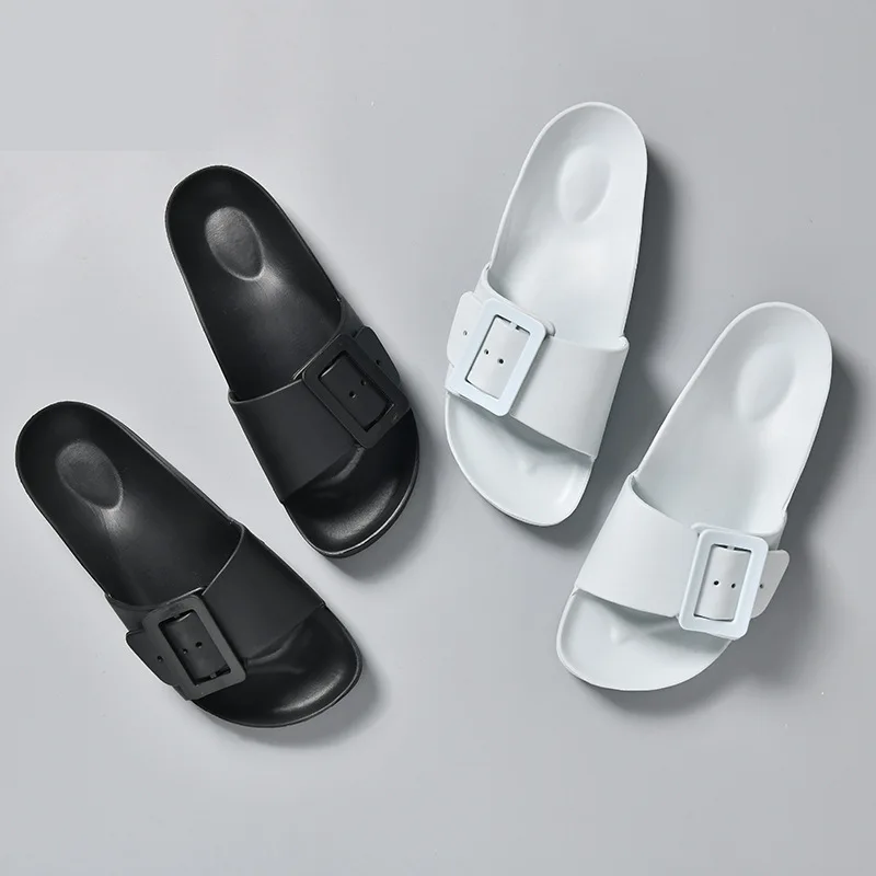 

2021 Fashion PVC Summer Outdoor Beach Slippers Adults Single Buckle EVA Slides Sandal Flip Flop Platform Casual Shoes