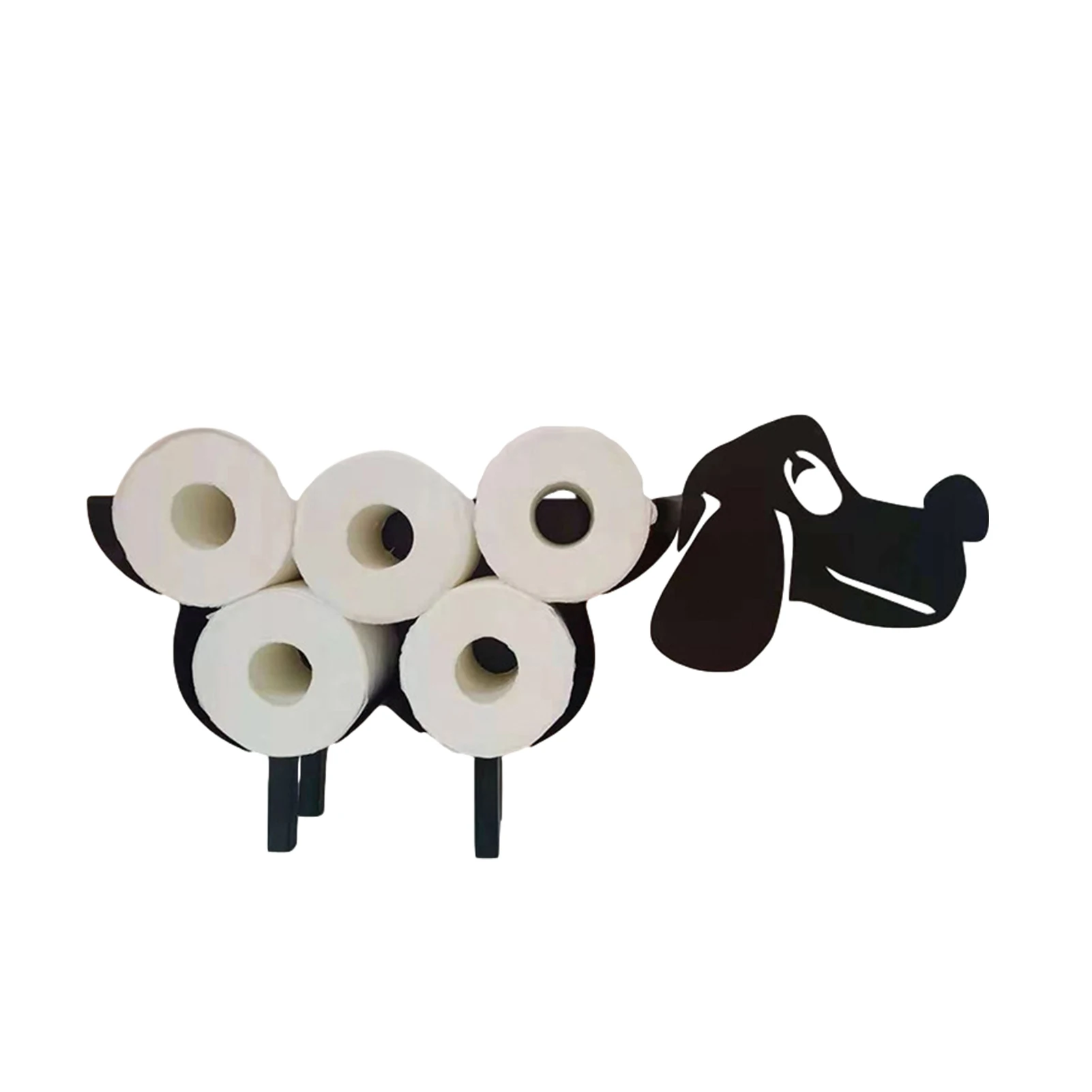 

Home Iron Roll Paper Towel Holder Black Dog Crafts Bathroom Rack Ornaments Metal Bathroom Stand
