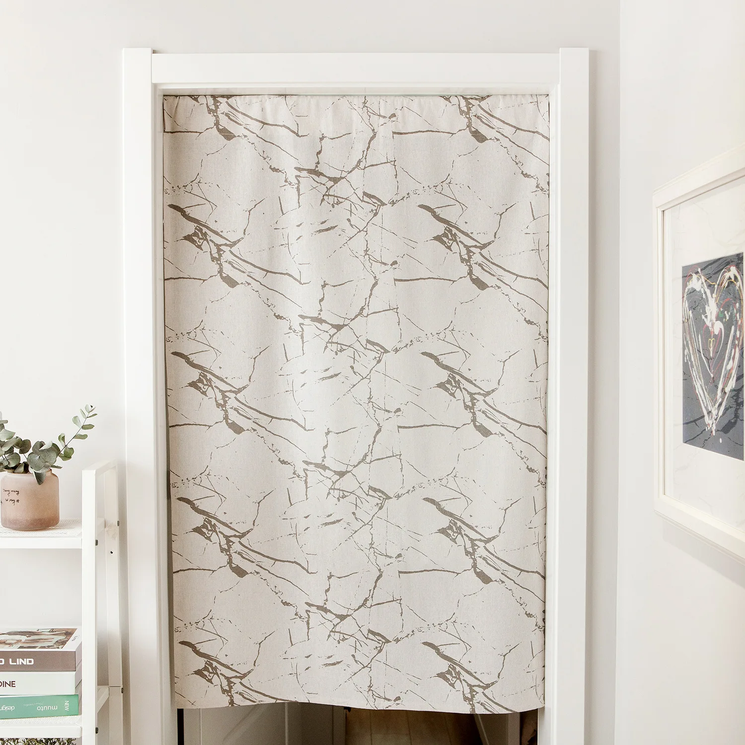 

Kitchen Curtains Short Styles White Marble Modern Printed Door Curtain Hanging Partition Fabric Wind Water Toilet Half
