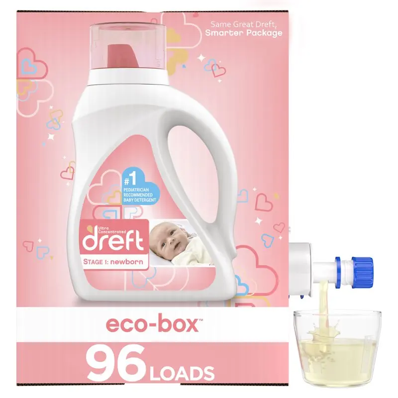 

1 Newborn, Liquid Laundry Baby Detergent eco-box, HE Compatible, 105 fl 96 loads