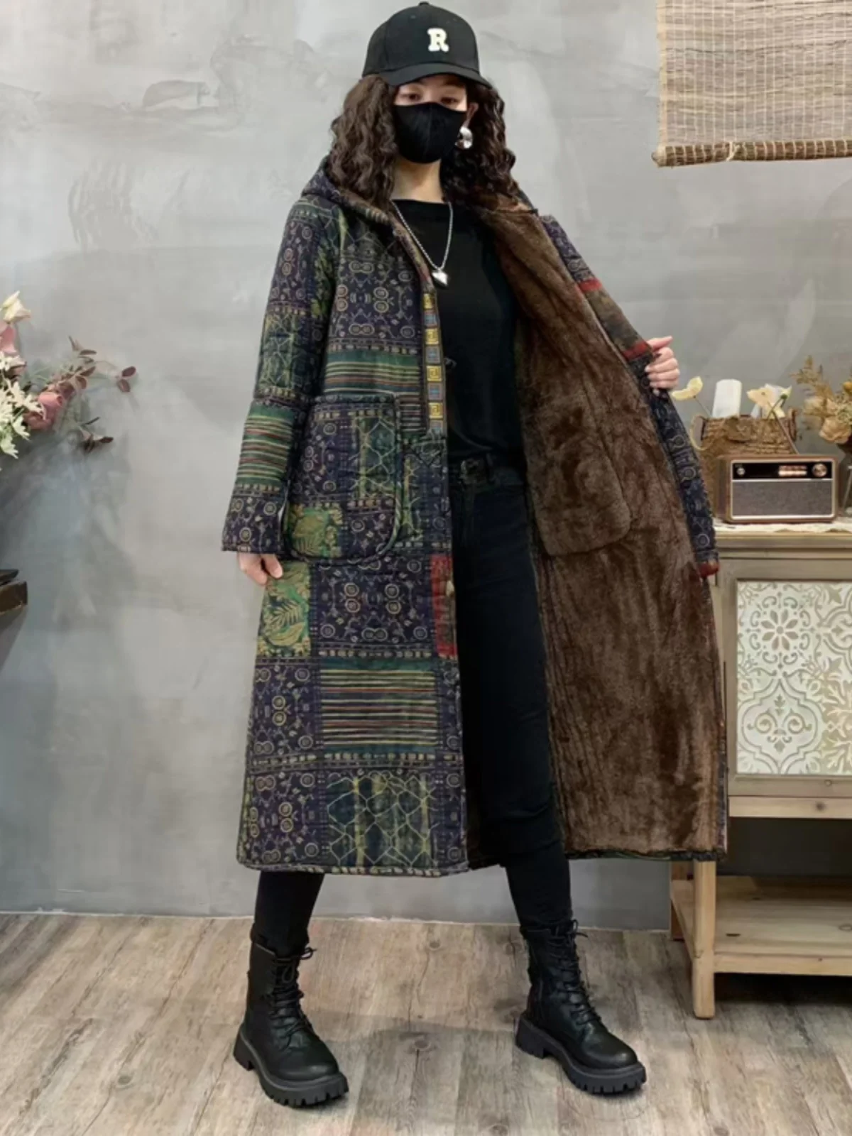 Китайское хлопковое стеганое пальто для женщин зимняя новая этническая флисовая