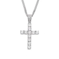 1 piece pendant necklace necklace men square crystal zircon small diamond gift out of copper rhinestone cuban chain cross