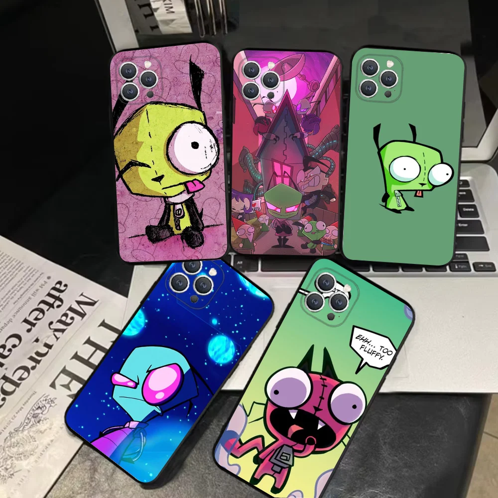 I-Invader Z-Zim cartoon Phone Case For iPhone 16 15 14 13 12 11 Pro X XS Max XR Plus Mini Soft Black Cover