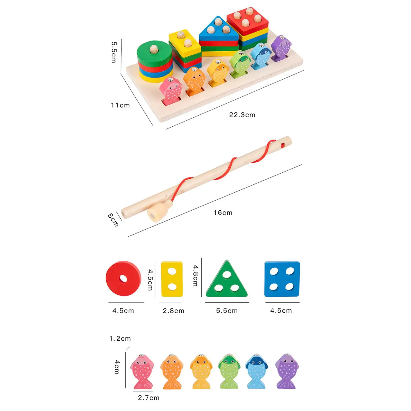 

Fishing Toys with Fishing Rod Hand Eye Coordination Educational Toy Matching Toy Leisure Multicolor Play Set for Outdoor