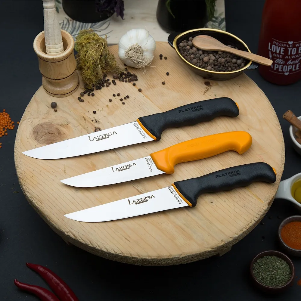

Набор кухонных ножей для мясника из платины и золота, 3 шт.