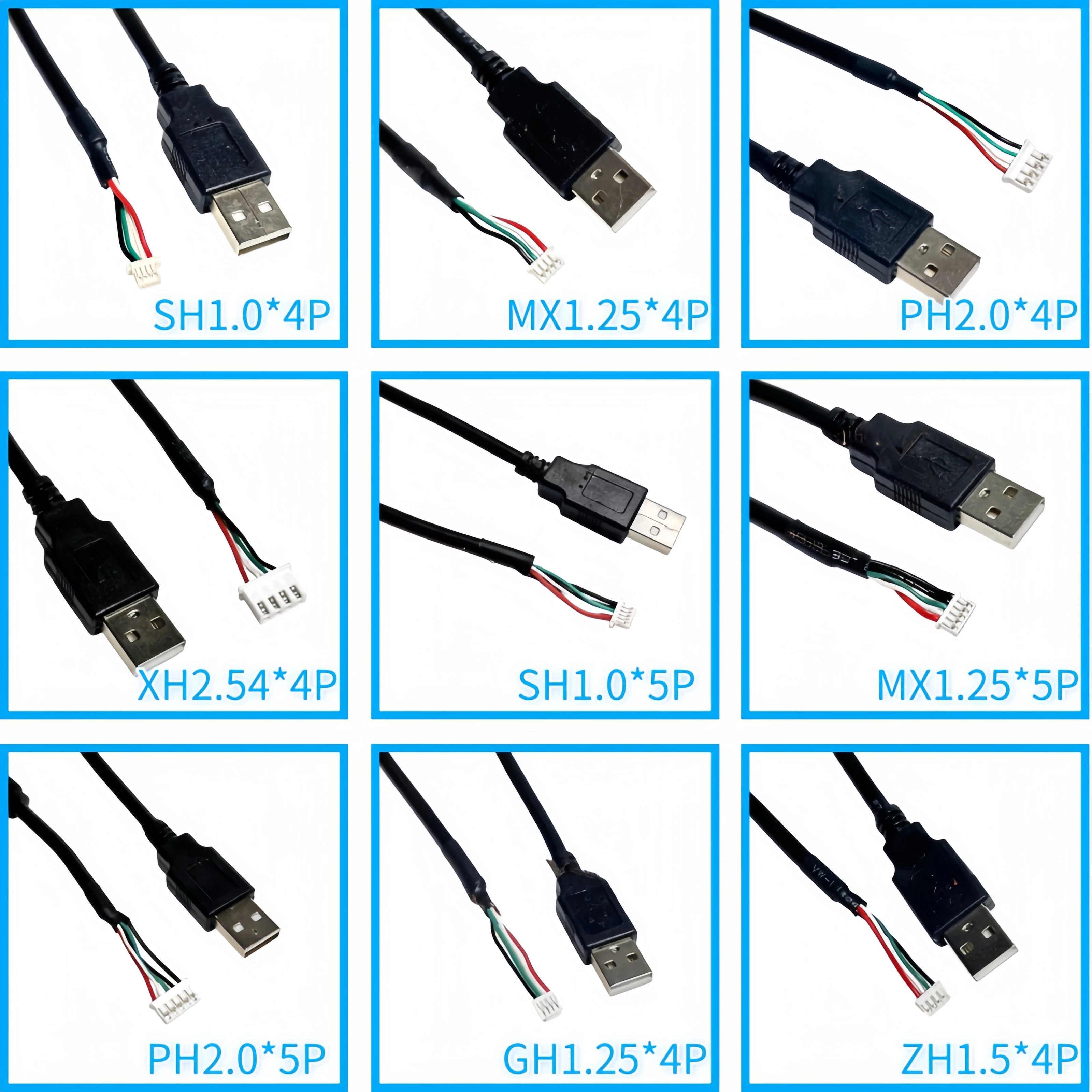 Фото 1 шт. USB-кабель для сенсорного экрана камеры XH2.54/PH2.0/MX1.25/SH1.0, соединительный кабель USB для материнской платы 4P/5P №1