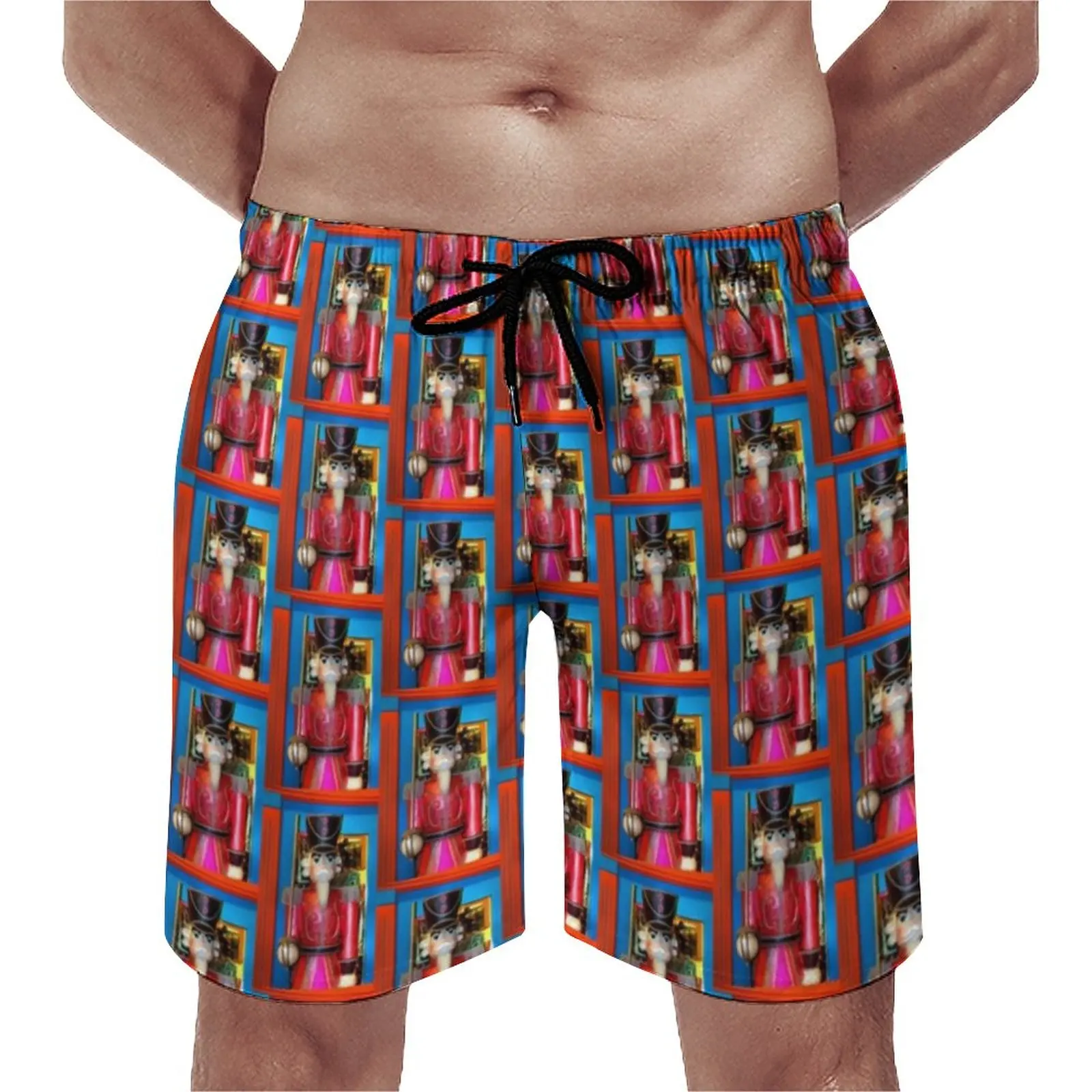 

Christmas Nutcracker Board Shorts Cartoon Print Casual Board Short Pants Male Custom Sports Surf Quick Dry Beach Trunks Gift
