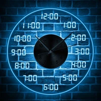 fun design led wall clock colorful light 12 hours hanging wall watch for bar cafe indoor wall clock acrylic led watch 12inch