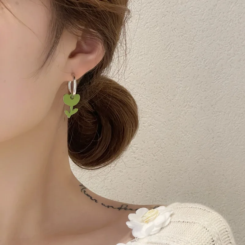 

New Temperament Korean Fashion Earrings for Women Flowers Asymmetric Multi Luxury Earrings Jewelry