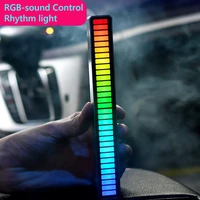 rgb sound control led light usb rechargeable app voice activated pickup rhythm light 32 led colorful car music ambient lights
