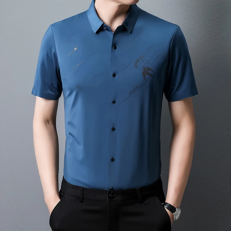 

2023 Fashion Men's Long-sleeved Shirt Pure Color Cultivate One's Moral Character Design Solid Color Men's Classics Shirt
