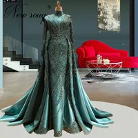 Middle East Dark Blue Long Evening Dresses Dubai 2022 Vestidos Customized Mermaid Prom Party Gowns Pageant Red Carpet Dress