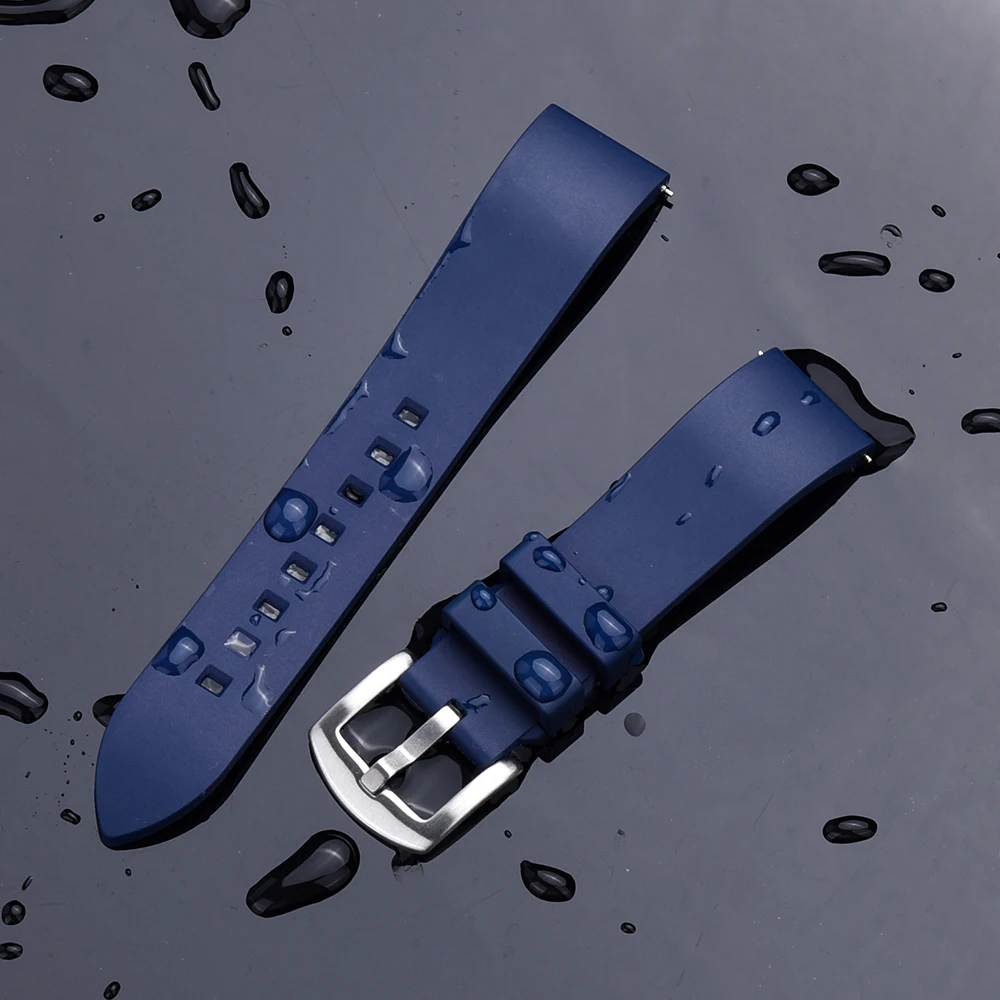 New Fluoro Rubber Watchband 20mm 22mm 24mm Dustproof FKM Quick Release Watch Strap For Men's Diving Watches Accessories