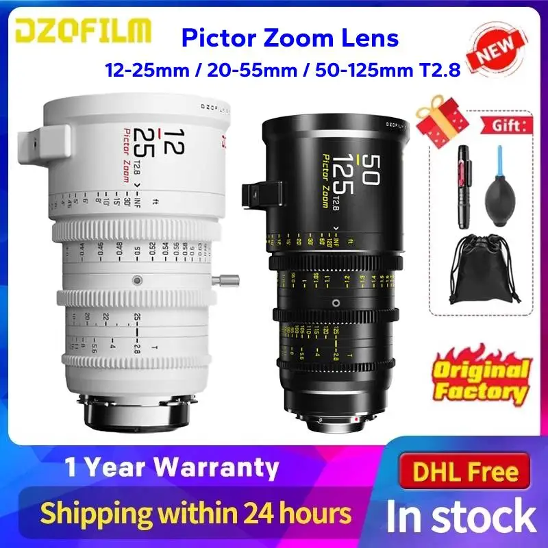 

DZOFilm Pictor Zoom Lens 12-25mm / 20-55mm / 50-125mm T2.8 Super35 Parfocal PL/EF Mount for Sony E Canon RF Fuji X Nikon Z-mount