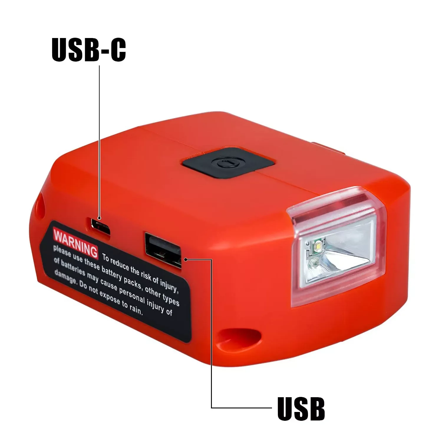 

NEW2023 DC 12V/2A Battery Adapter for milwaukee M18 18V Li-Ion LED Working Light Dual USB Charger Single With Type C PortPower S