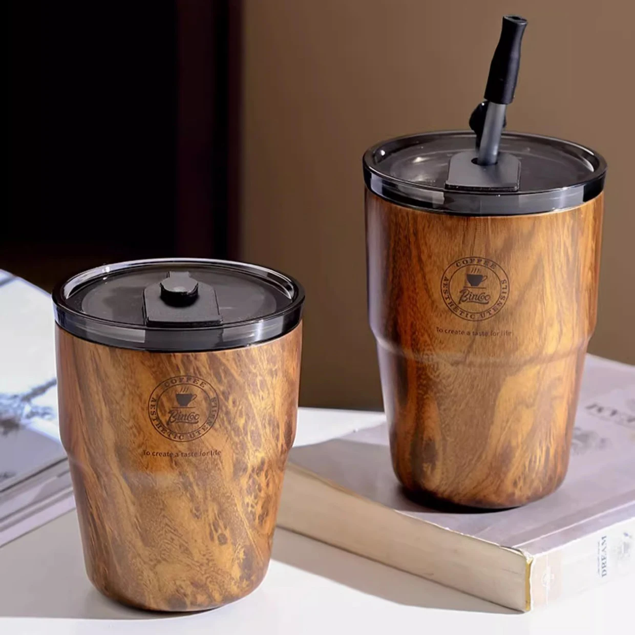 Кофейная чашка с текстурой древесины американская мужская и женская