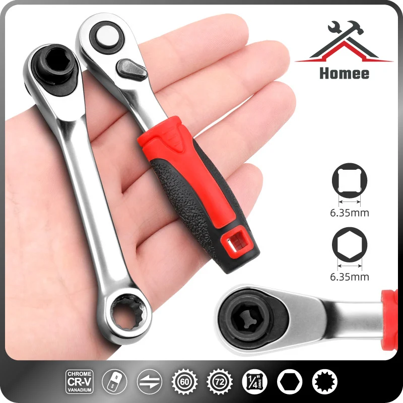

Socket Mini Wrench Double Ended Quick Release Socket Ratchet Wrench Hexagon Spanner Rod Screwdriver Bit Mechanical Tools