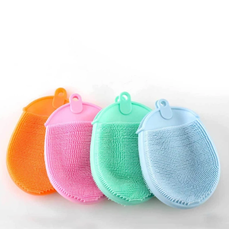 

3 Pcs Silicone Massage Bath Brush with Hook Soft Exfoliating Gloves Baby Showers Cleaning Mud Dirt Remover Scrub Showers Bubble