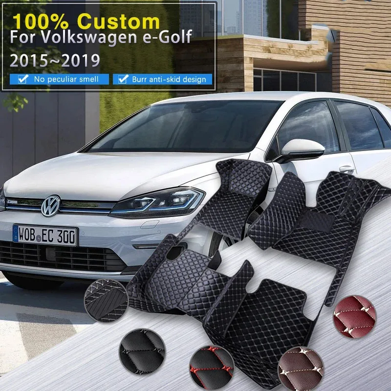 

Автомобильные коврики для Volkswagen VW E-Golf 2015 ~ 2019, коврик для защиты от грязи, прочный коврик, коврики, полный комплект, роскошный кожаный коврик, автомобильные аксессуары