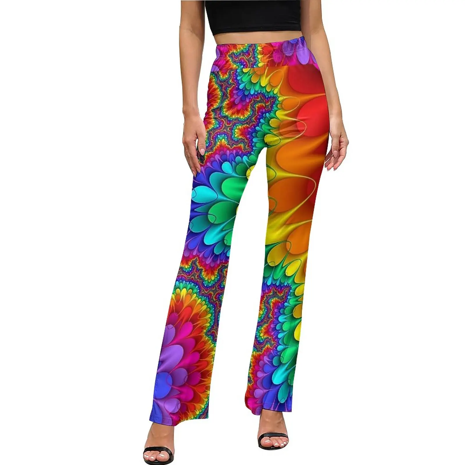 

Rainbow Splash Pants High Waist Psychedelic Print Harajuku Flared Pants Daily Office Graphic Oversize Trousers