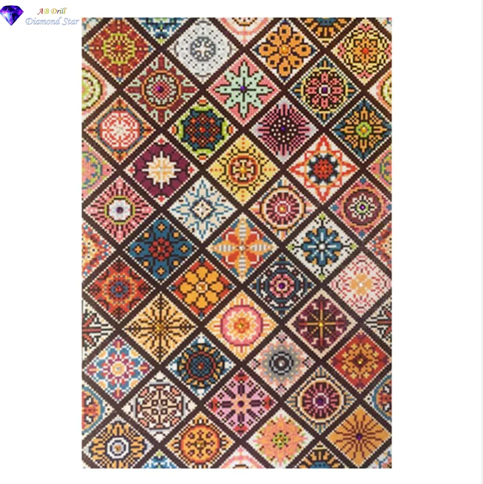 

Full AB Drill Square round Mandala 5D DIY Diamond Painting Diamond Mosaic Cross Stitch Kit velvet canvas