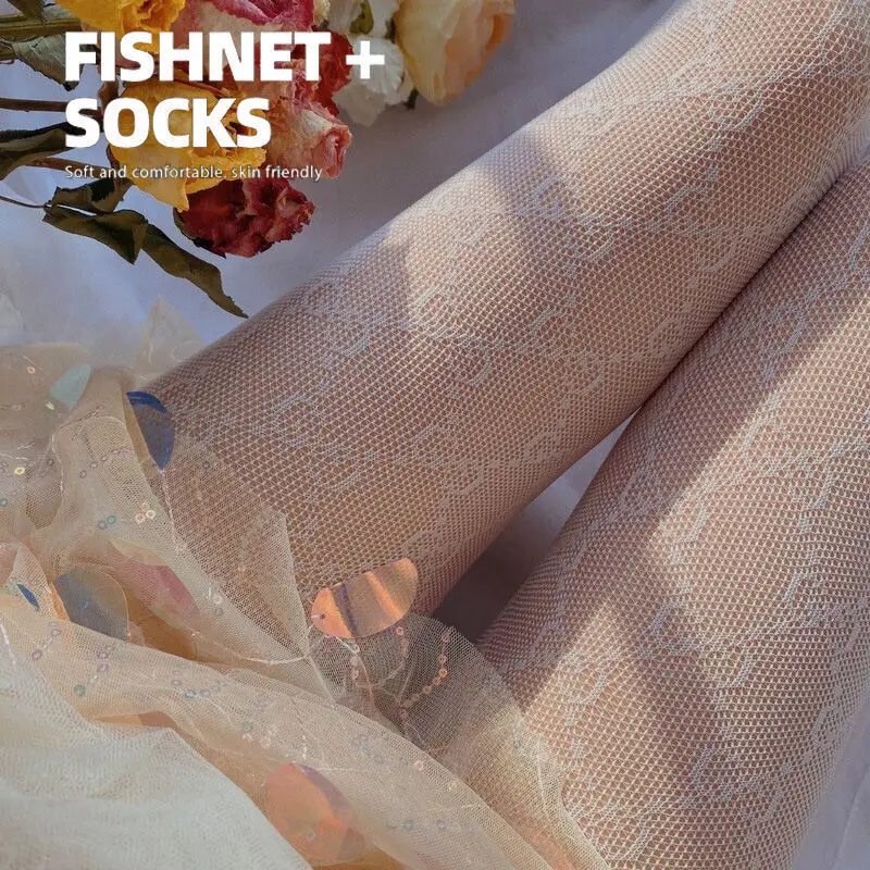 

Hot Sexy Women's Fishnet Pantyhose Mesh Nylon Stockings Over Knee Bodysuit Lingerie Skin Thigh High Waist Socks Lace Stockings