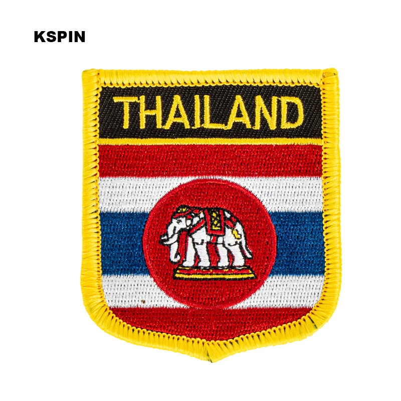 

Thailand Flag Shield Shape Iron on Embroidery Patches Saw on Transfer Patches Sewing Applications for Clothes Back Pac