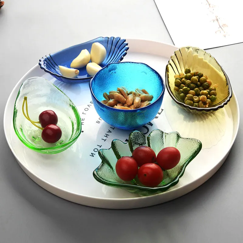 

Japanese Style Creativity Dipping Sauce Dish Snack Plate Glass Dessert Plate Nordic Dinner Plate Household Snack Seasoning Dish
