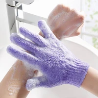 colorful exfoliating spa bath gloves double sided five finger body scrubber glove for shower bath makes skin soft and healthy