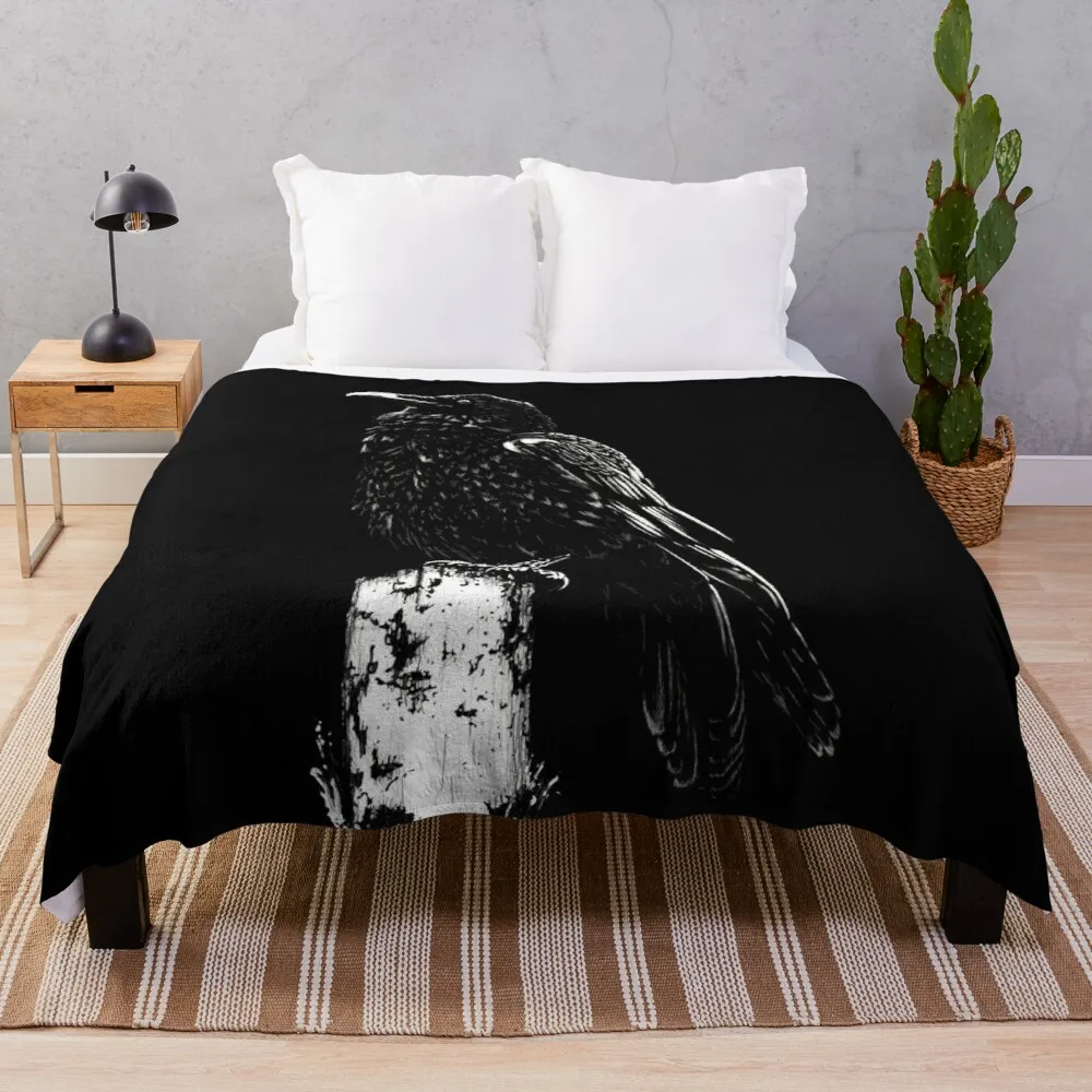 

Raven #1 on black Throw Blanket decorative bed blankets velour Sofa blankets