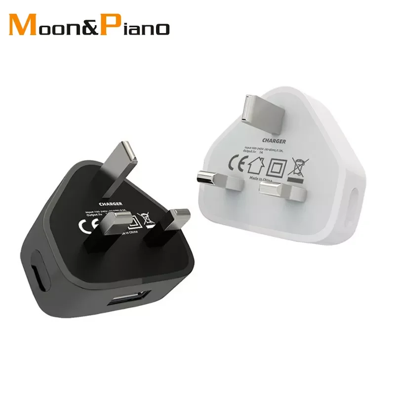 

British Standard Charger Triangle 5V2A Mobile Phone Charging Home Durable Usb Light and Convenient Black and White Power Adapter