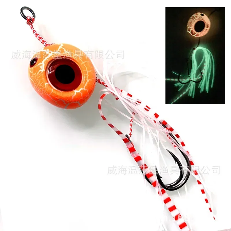 

50g/150g/120g/100g/80g/60g Lumious Slider Snapper/Sea Bream Jig Head with Skirt Jigging Tai Rubber Lure Fishing Lures