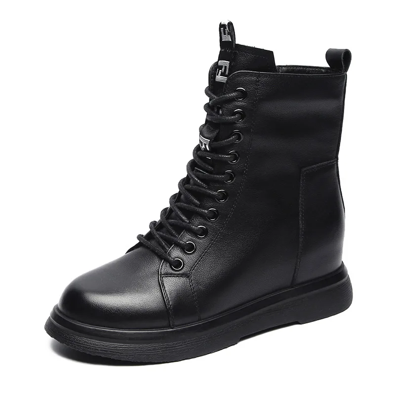 

Кожаные модные ботинки, женские одноботинки на шнуровке, ботинки мартинсы с круглым носком внутри, ботинки из воловьей кожи с верхним слоем,...