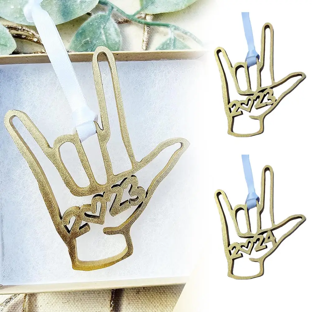 

I Love You Gesture Wood Valentine's Day Pendant 2023 Gifts You 2024 Love Christmas Language Finger Hand Ornament Sign I Asl P5j4
