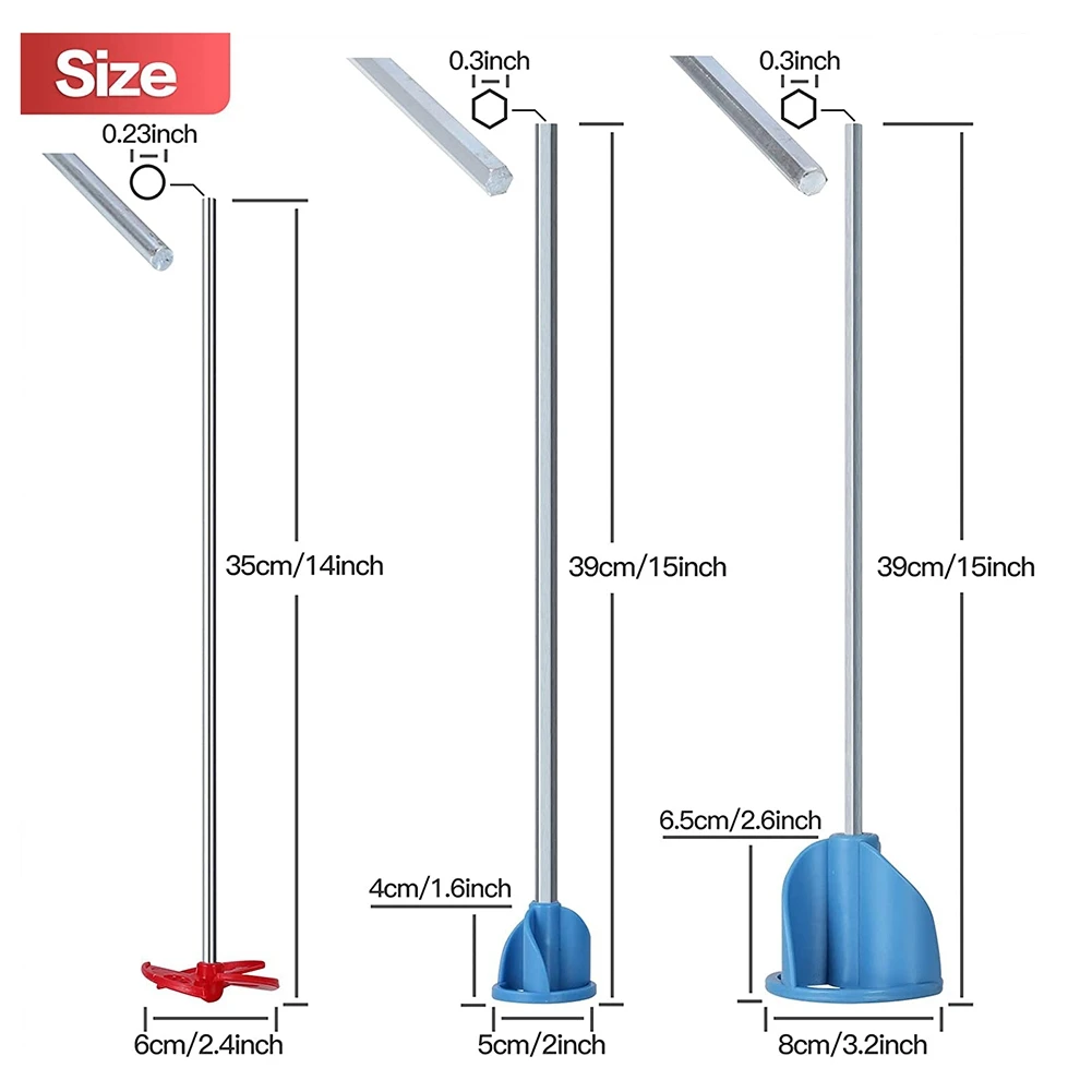 Pack of 3 Paint Epoxy Resin Mud&ampCeramic Glaze Mixer Paddle Blades-Power Drill Stirring Attachment-Mixer Mixing Paddles