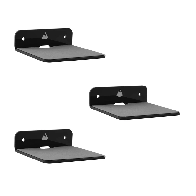 

3X Wall Shelf Speaker Stand, Small Wall Shelf Speaker Mount For Bluetooth Speaker, Cell Phones, Toy Display Shelf(Black)