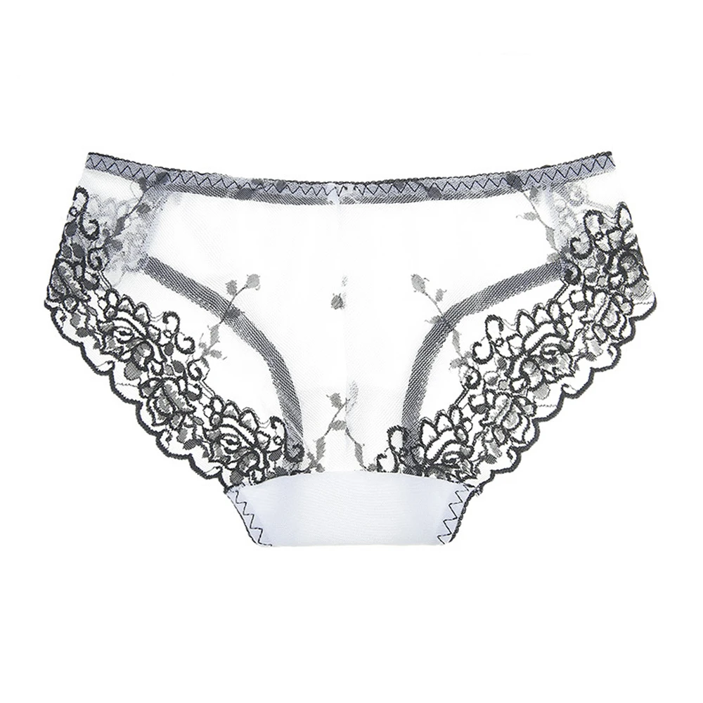 

Sexy Transparent Underwear Women Lingerie For Sex Ladies Briefs Ice Silk Splicing Lace Panties Seamless Thongs Underpants 2022