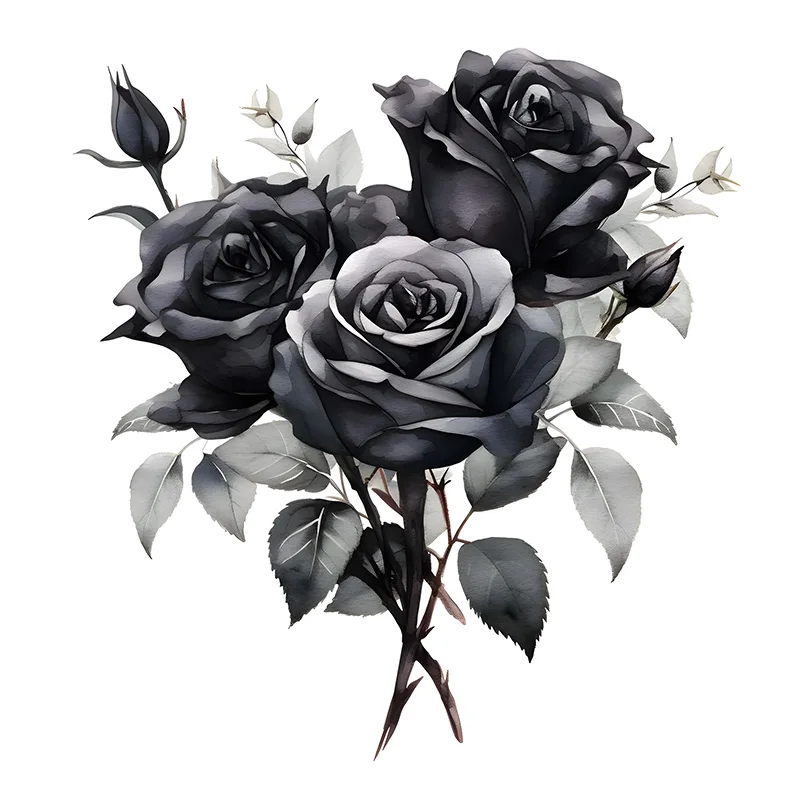 

Водонепроницаемая наклейка с черной розой QT13