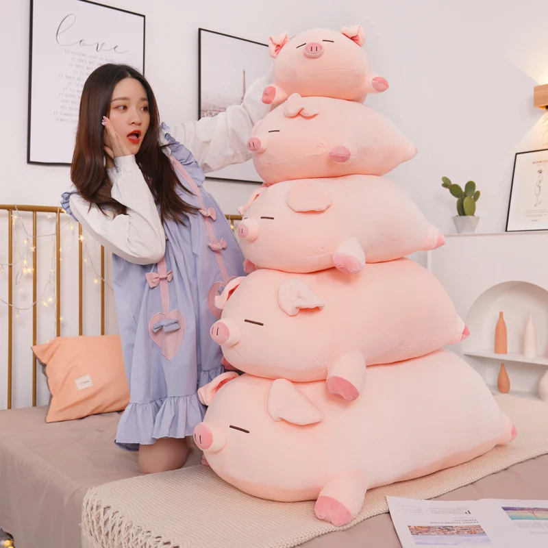 40/50/60/80cm Squish Pig Stuffed Doll Lying Plush Piggy Toy Animal Soft Plushie Pillow Cushion Kids Baby Comforting Gift images - 6