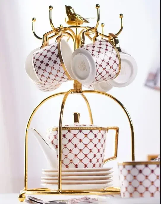 Элегантный кофейный сервиз из костяного фарфора золотой фарфоровый чайный