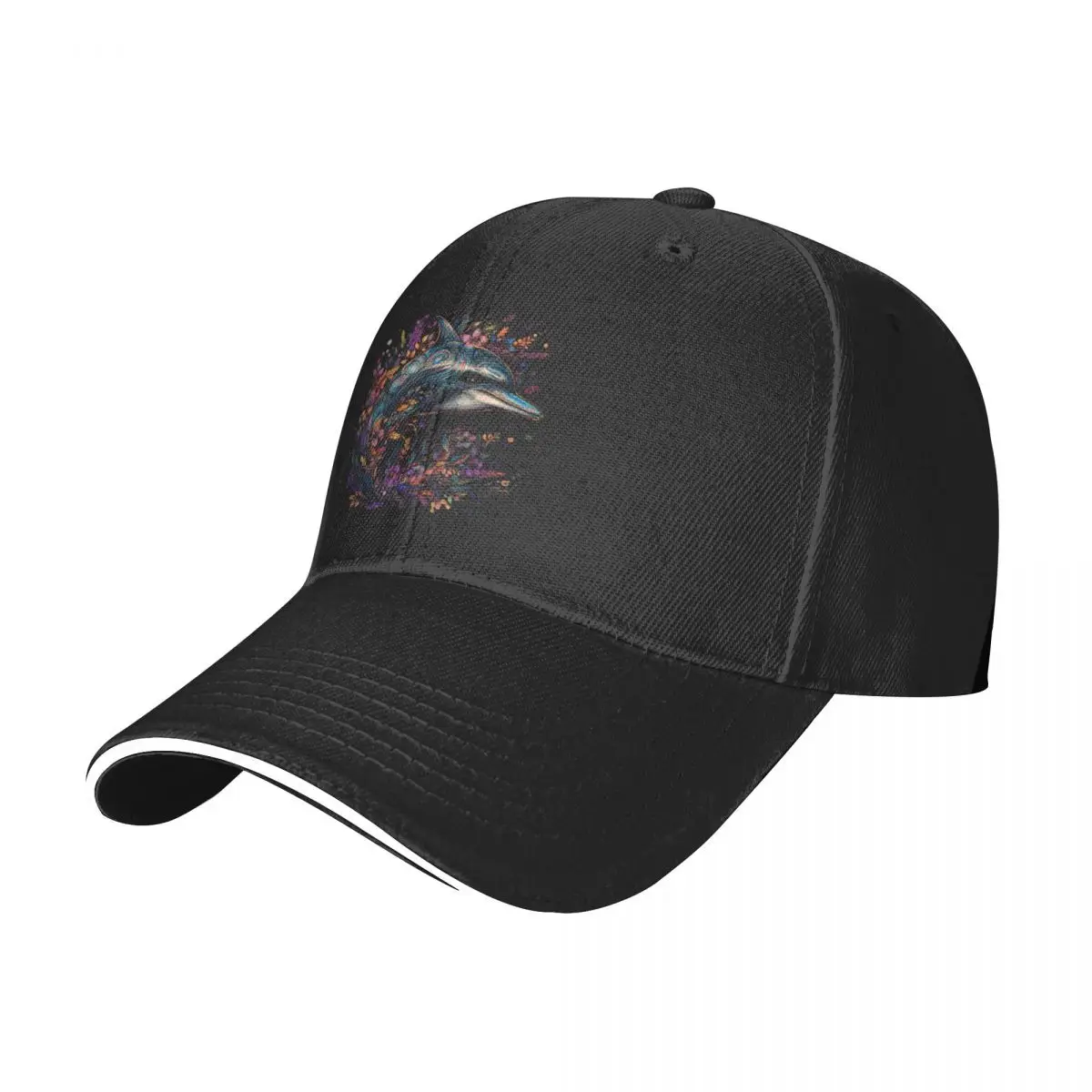 

Dolphin Baseball Cap Neon Colorful Painting Kpop Trucker Hat Adjustable Women Streetwear Print Baseball Caps