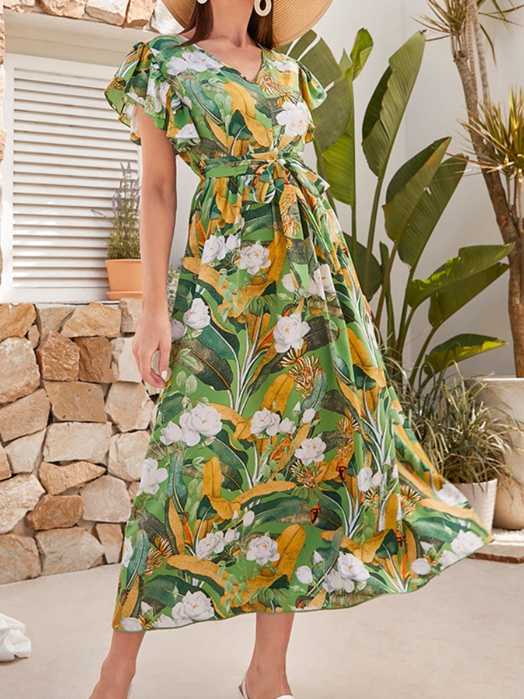 

Elegant Party Dresses for Women 2023 Summer New Print Short Sleeved Dress Casual Loose Korean Fashion Women Dress Streetwear